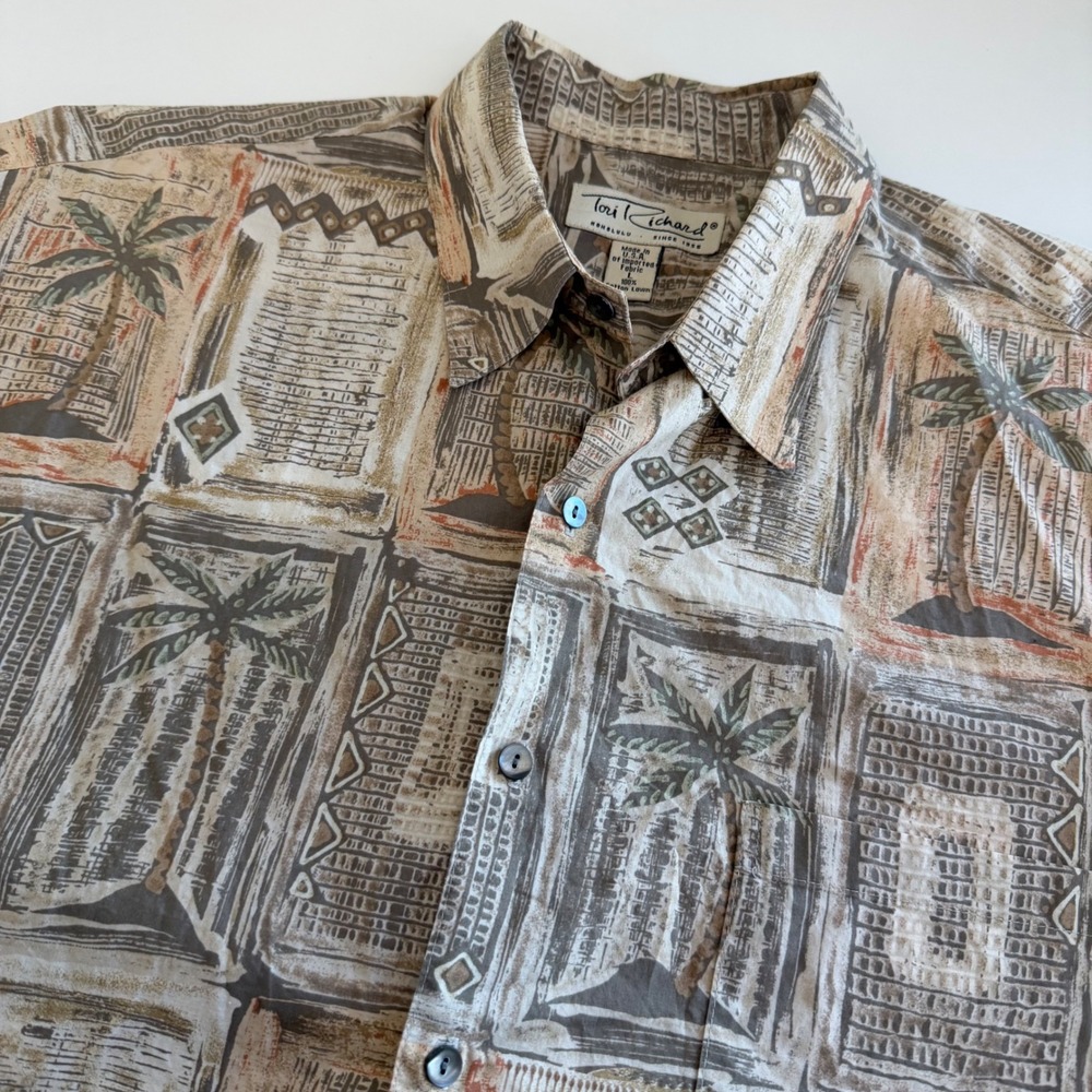 Tori Richard Hawaiian Lawn Cotton Short Sleeve Button Down Printed Men's Large